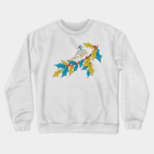 Colorful Holly Bird Design Crewneck Sweatshirt